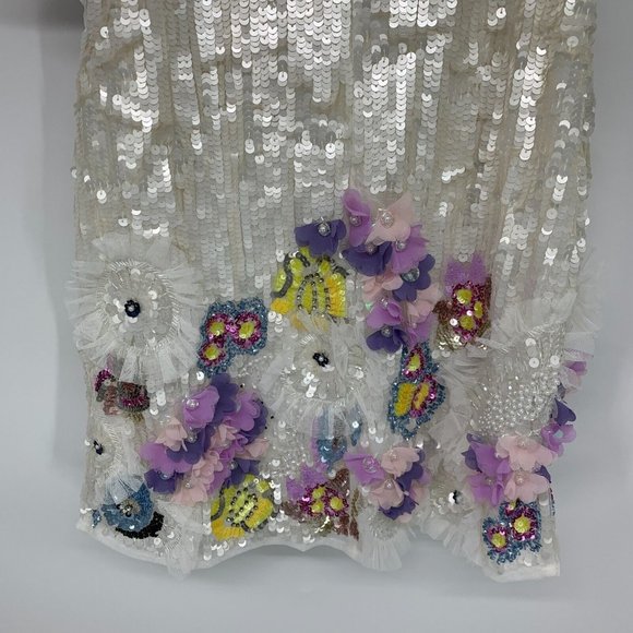 Mac Duggal Dress 93628 Sequined Embellished White Floral Mini - Picture 13 of 13